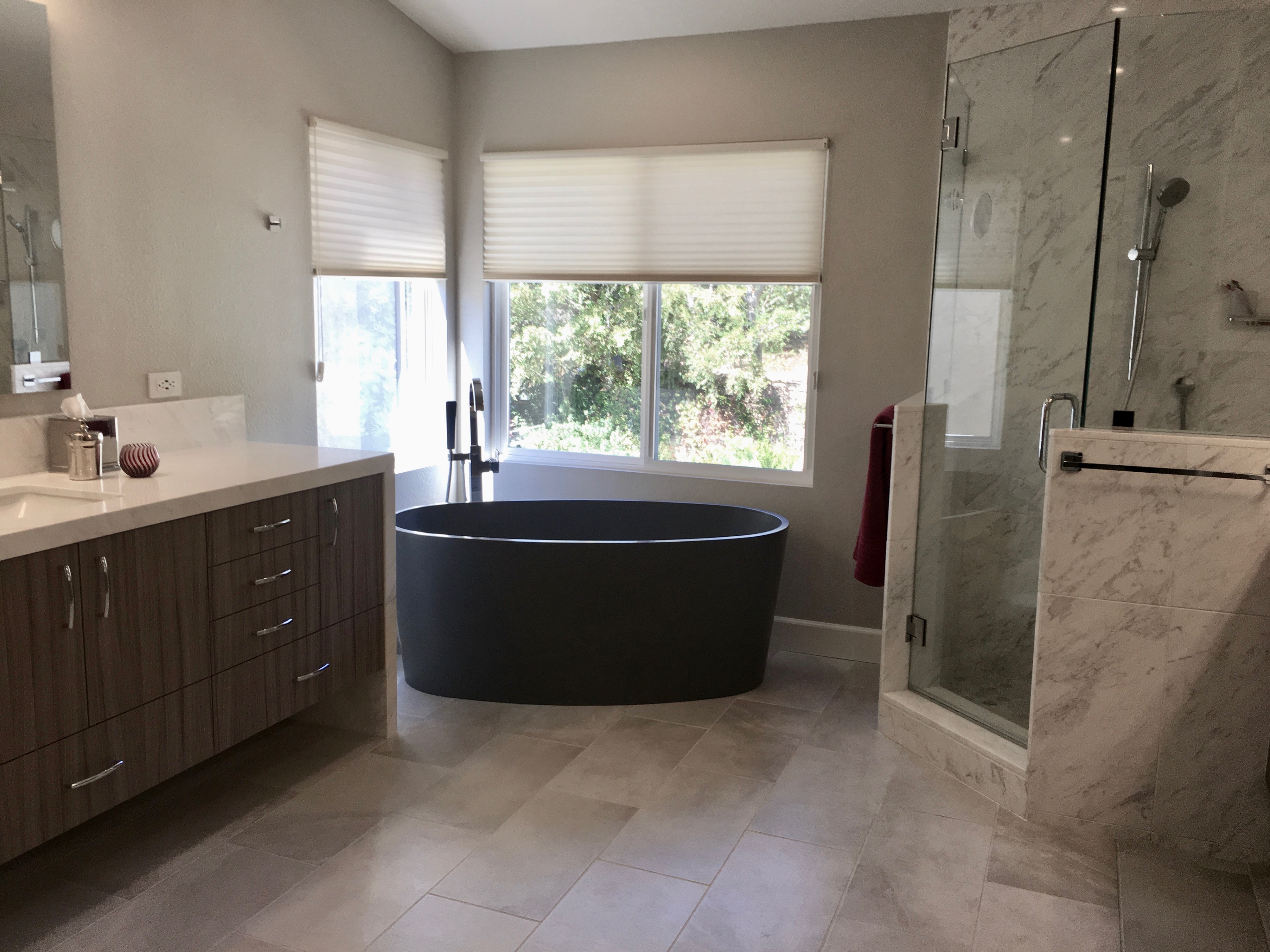 Laura Birns Design Remodeled Bath With Stand Alone Tub